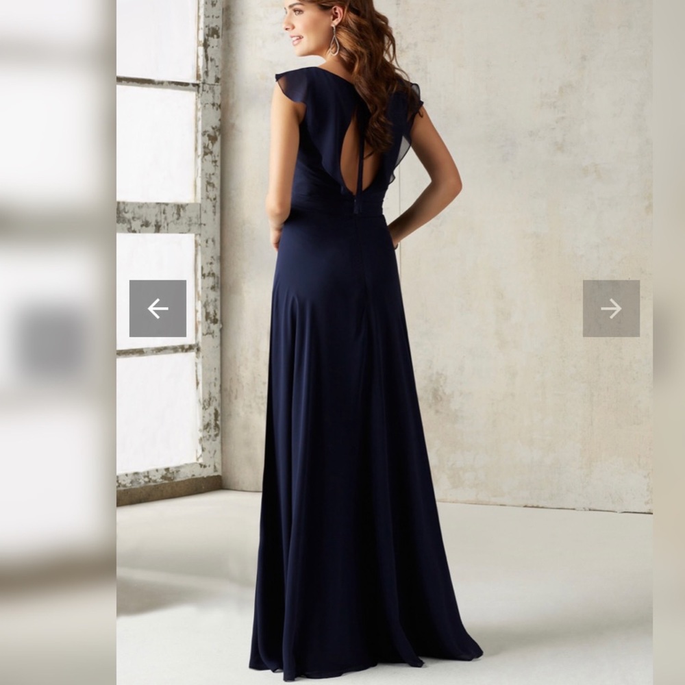 Brand New Mori Lee Style 21527 NAVY Bridesmaid Dresses - Picture 3 of 11